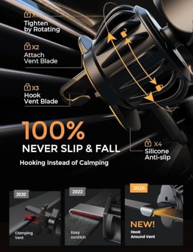 AINOPE Phone Holder for Car Vent【2026 Auto Lock】 Car Phone Holder Mount for Car Accesorries for Women Men Mom, Cell Phone Holder Car Vent Clip Hand Free for All 4-7 Inch iPhone 17 16 Pro Samsung S25 — view 5