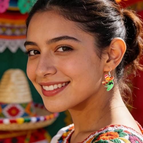 Cute Mexican Earrings Chili Acrylic Jewelry Gift, Cinco De Mayo Earrings for Women — view 4