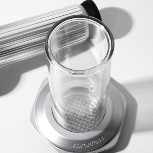 AeroPress Premium Coffee Press, Glass, Stainless Steel & Aluminum Coffee Maker, All-in-One French Press, Pour-Over & Espresso Style Manual Brewer, 2 Min Brew for Less Bitterness, More Flavor, Silver — view 4
