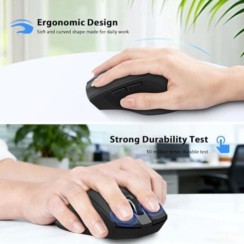 Redragon Wireless Mouse, 2.4GHz Ergonomic Optical Mouse with USB Receiver, 24 Months Battery Life, 5-Level 4000 DPI, 6 Button Computer Mouse for Laptop, Windows, Mac, PC, Chromebook — view 3