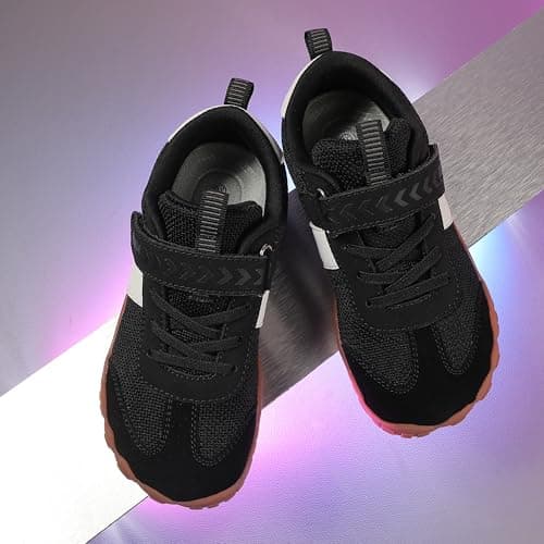 KUBUA Kids Barefoot Shoes Boys Girls Sneakers Lightweight Durable Tennis Shoes School Gym Sports Black 13 Little Kid — view 2