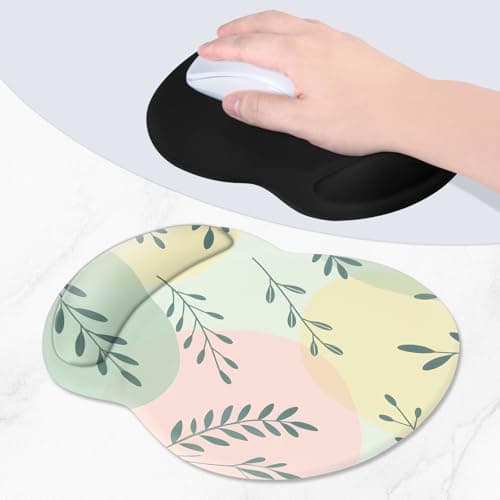 ITNRSIIET Ergonomic Mouse Pad with Comfort Gel Wrist Rest, Non-Slip PU Base, Smooth Textured Surface, Reduces Hand Fatigue & Wrist Pain, 220 x 180 mm for Office Gaming Home, PastelFoliage — view 2