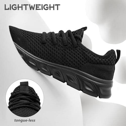 IQYNAM Running Shoes for Men Women Tennis Walking Slip on Unisex Slip-Resistant Work Shoes Breathable Athletic Workout Gym Black Sneakers Size Women 13/Men 12 — view 3