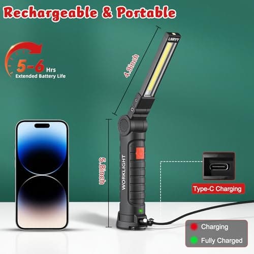 LNRYY 4Pack Rechargeable Magnetic LED Work Light/Flashlight for Mechanics — view 3