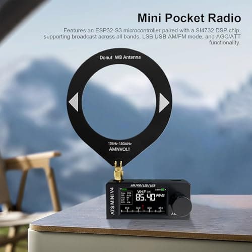 AMNVOLT V4 ATS MINI DSP Radio, Si4732 ESP32-S3 Full-Band Radio with Headphone Amplifier, 1.9" IPS Screen AM/FM/LSB/USB Receiver for Outdoor Adventures, Travel, and Daily Use — view 5