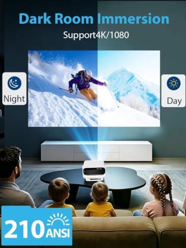 Wielio 2026 Smart Projector Android 14/TV with WiFi 6 and Bluetooth 5.0 Built in 1000+ Apps 210 ANSI Portable Bedroom Mini Movie Projector Auto Keystone & Zoom-black-and-white