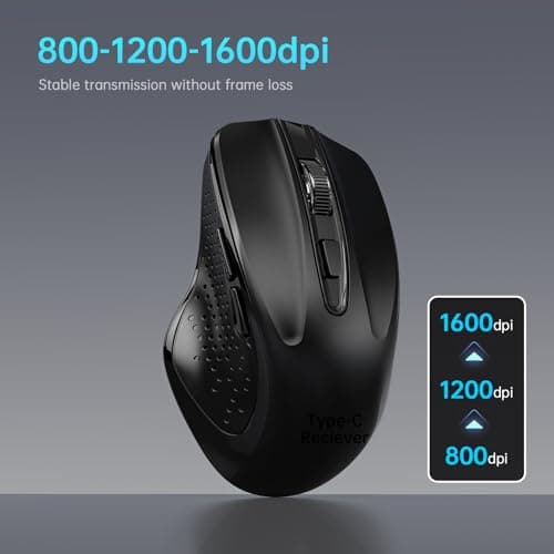 Qullqian Rechargeable Bluetooth Wireless Mouse for MacBook air/MacBook pro/Tablet/Mac/Laptop/Apple/pc/, Silent Slim Use Bluetooth 5.2/3.0 and 2.4GHz USB Type-C Receive — view 5