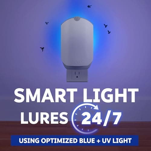 Zevo Flying Insect Trap - Plug-in Indoor Fly Trap and Bug Light Trap Refill with Blue and UV Light - No-Mess Cartridge for House Flies, Fruit Fly Trap and Gnats (1 Plug-in Base and 3 Cartridges) — view 2