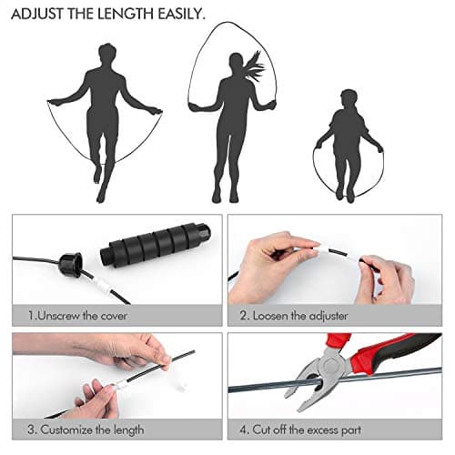 Jump Rope, Tangle-Free Rapid Speed Jumping Rope Cable with Ball Bearings for Women, Men and Kids, Adjustable Foam Handles Steel Jump Ropes for Fitness — view 3