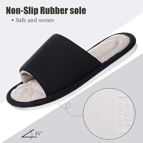 Dokela Mens Open Toe House Slippers Breathable Slip-on Indoor Slippers with Memory Foam Soft Machine Washable Bedroom Home Shoes — view 4