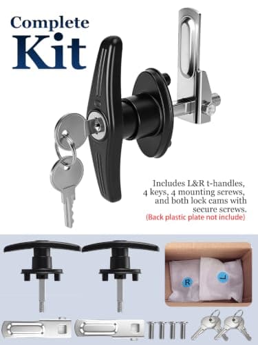 Quality Life Truck Cap Camper Shell T-Handle Lock Latch Replacement Parts, Truck Bed Topper Door Locking Kit Accessories with Keys - L&R Pair — view 6
