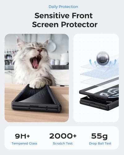 BXYJY for Samsung Galaxy Z Fold 6 Case Stand, Hinge Protector, Dark Black — view 3