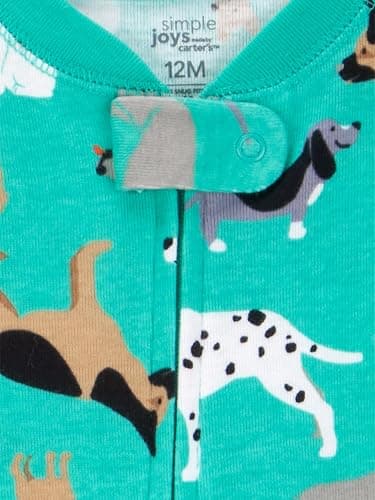 Simple Joys by Carter's Baby Boys' 3-Pack Snug Fit Footless Cotton Pajamas, Dogs/Space/Rhino, 18 Months — view 3