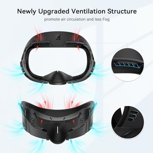 AMVR Facial Interface Compatible with Meta/Oculus Quest 3 Face Pad Accessories, with Soft PU Face Cushion Replacement and Breathable Ice Silk Cotton, Air-Circulation(Not for Q3S) — view 3