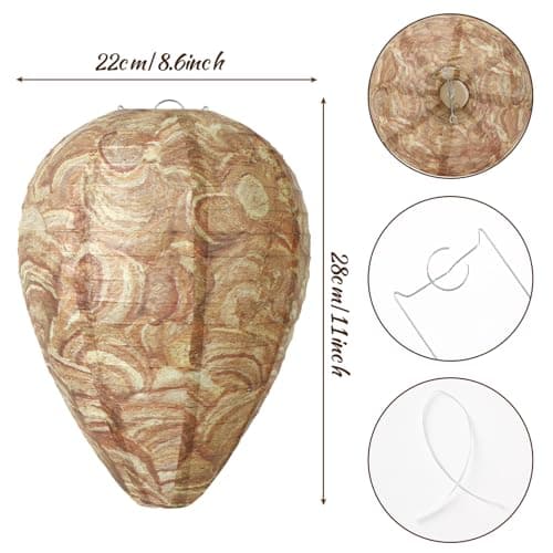DECYOOL 6 Pack Paper Wasp Nest Decoy Hanging Wasp Nest Stay Away from Wasps Hornets Yellow Jackets(Mixed Color)