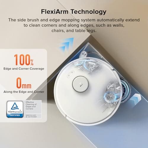 roborock Qrevo Curv S5X Robot Vacuum and Mop, 18,500Pa Suction, Zero-Tangling Design, FlexiArm Side Brush & Mop, Smart Obstacle Avoidance, Self-Washing & Drying, Self-Emptying, Perfect for Carpet — view 4