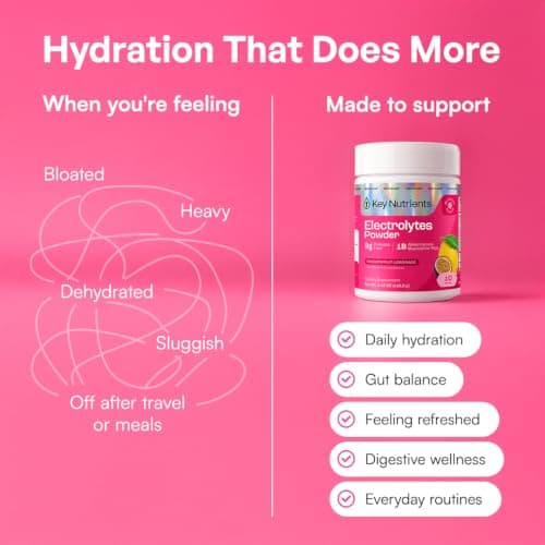 KEY NUTRIENTS Selenium Multivitamin Electrolytes Powder No Sugar - Passionfruit Lemonade Electrolyte Powder - Endurance & Energy Supplement - Hydration Powder - No Calories - 10 Servings - Made in USA — view 2