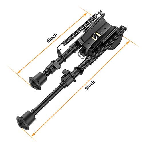 Feyachi Carbon Fiber Tactical Rifle Bipod 6"-9" Adjustable with Picatinny/Mlock Adapter — view 3