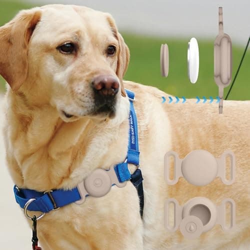 2-Pack Air Tag Holder Compatible with Apple Air Tag, Pet Silicone Protective Cat Dog Collar Air Tags Holder, GPS Tracker Collar (Milk Tea/Smoke Violet, Small) — view 5