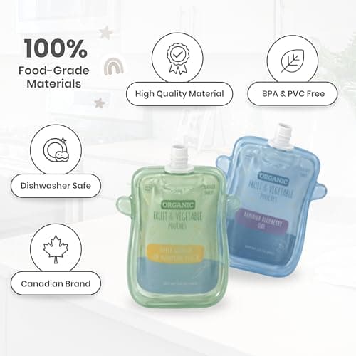 Baby Bliss 2 Pack Pouch Holder No Squeeze, Canadian Mom Owned Brand, Baby Food Pouches Container for Baby Feeding, Mess Free for Baby Led Weaning, BPA Free — view 3
