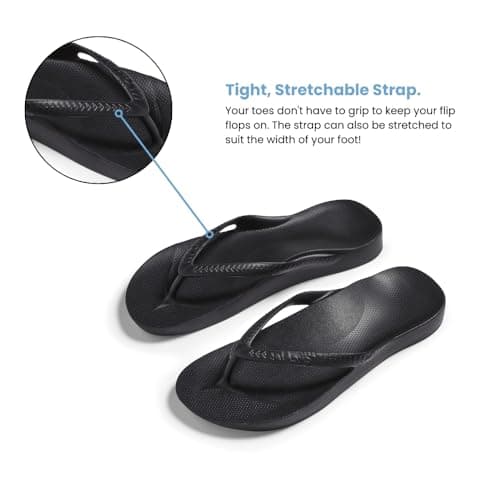 Archies Arch Support Flip Flops for Men & Women, Black, US Men's 7 — view 7