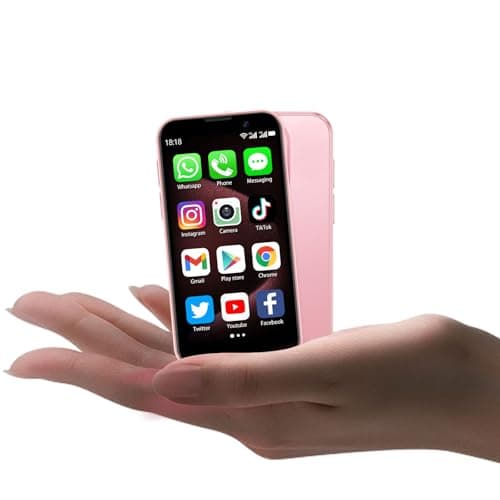 BLKE AIR Mini Phone 3.0" HD Touch Screen Mini Smartphone World's Smallest Unlocked Android Compact Mobile Phone for Kids & Students Cell Phone wih GPS Dual SIM Face ID 2GB+16GB Pink