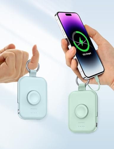 RORRY CharmGo Portable Charger, 5000mAh Portable Charger Power Bank with Built-in Cables, Travel Keychain Battery Pack for Apple Watch and iPhone Air/17/16/15/14/13/12, Black — view 5