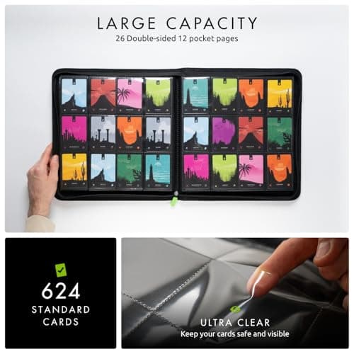 Vault X 12 XL Pocket Zip Binder, 624 Cards, Exo-Tec Material, 26 Side-Loading Pages (Black) — view 2