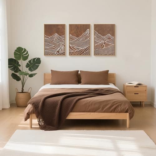HPINUB Line Style Mountain Framed Canvas Wall Art Set, Vintage Tree Rings Wall Decor, Abstract Tree Spiral Wall Painting, Modern Nature Art Prints for Living Room,Bedroom,Farmhouse-16 x24 x3 — view 2