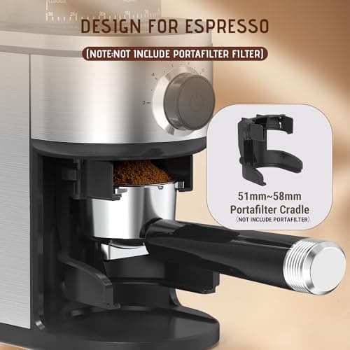 Ollygrin Burr Coffee Grinder, Electric Conical Coffee Bean Grinder With 30 Adjustable Grind Settings For 2-12 Cups, Sliver & Black — view 3