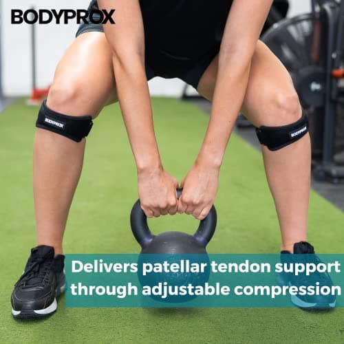 BODYPROX Patella Tendon Knee Strap 2 Pack, Knee Pain Relief Support Brace Hiking, Soccer, Basketball, Running, Jumpers Knee, Tennis, Tendonitis, Volleyball & Squats — view 4