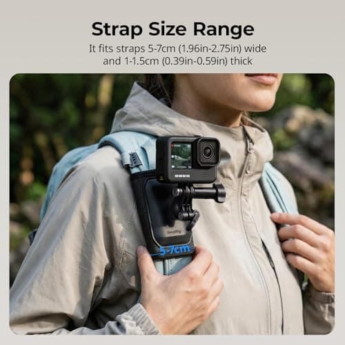SmallRig Backpack Strap Mount for GoPro Hero 13/12/11, for DJI Osmo Nano Action 6/5 Pro/4/Pocket 3, for Insta360 X5/4/3/Ace Pro 2, Hook and Loop Fastener Clip Mount with Ball Head Adapter Base -5721 — view 3