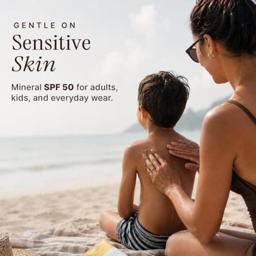 Mineral Sunscreen for Body SPF 50 – Reef Friendly Broad Spectrum Zinc Oxide, Made in USA with Organic & Natural Ingredients, Water Resistant 80 Min, Non Toxic Baby Sunblock for Kids, No White Cast — view 7