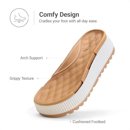 DREAM PAIRS Waterproof Lightweight Platform Sandals,White,8 — view 5