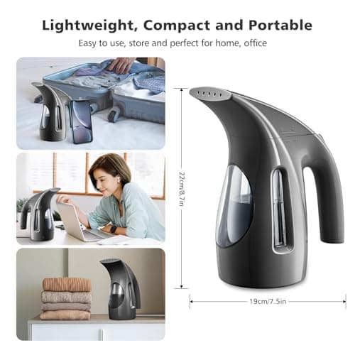 HiLIFE Steamer for Clothes, Portable Handheld Design, 240ml Big Capacity, 700W, Strong Penetrating Steam, Removes Wrinkle, for Home, Office(ONLY FOR 120V)-Black — view 4