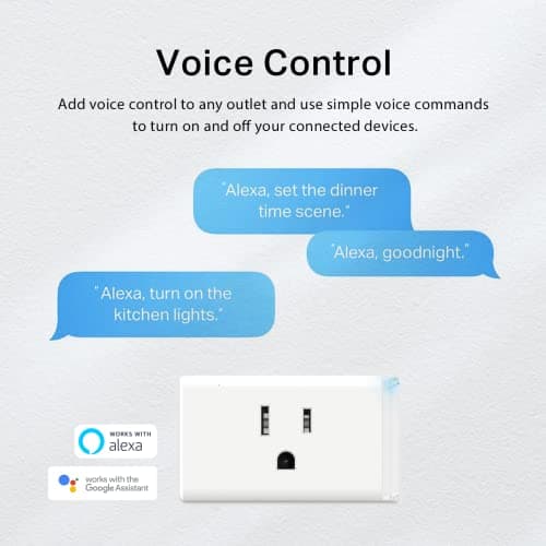 Kasa Smart Plug Mini by TP-Link (HS103P2) - Smart Home WiFi Outlet Works with Alexa, Echo and Google Home, No Hub Required, Remote Control, 2.4GHz WiFi Required, 15 Amp, UL Certified, 2-Pack, White — view 2