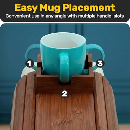 Bamboo Couch Cup Holder, Foldable Couch Armrest Table, Non-Slip Couch & Sofa Arm Tray for Drinks & Snacks - Brown — view 4