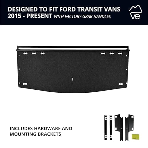 VanEssential Headliner Shelf & Curtain Rod - Ford Transit Van High/Medium Roof Models with Factory Overhead Plastic — view 5