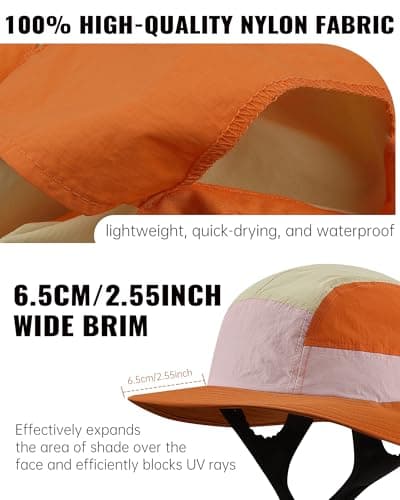 Clakllie Quick Dry Surf Bucket Hat with Chin Straps Sun Protection Cap Waterproof Fishing Sun Hat for Men Beach Hiking Hats,DCL1-Orange — view 5