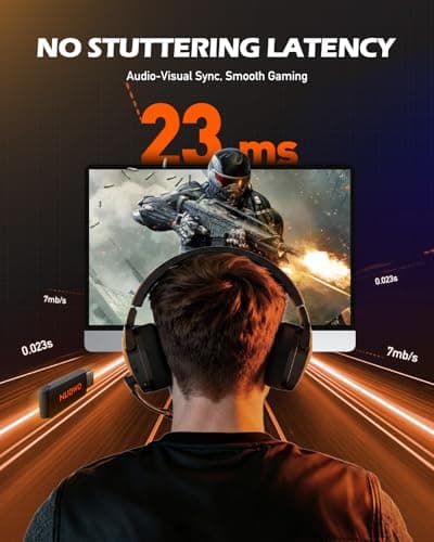 NUBWO Wireless Gaming Headset with Mic for Ps5 Ps4 PC, Zero Interference, 100-Hour Battery All-Day Play, 23ms Sync​ for Fortnite & Call of Duty/FPS Gamers, Triple Mode All Devices Compatible - Orange — view 4