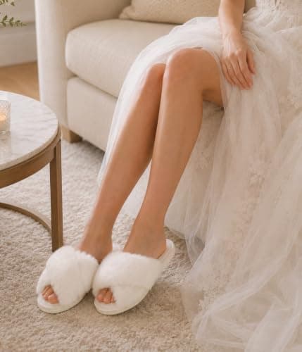 Evshine Memory Foam Fuzzy House Slippers for Women — view 2