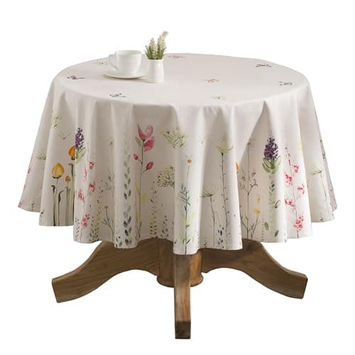 Maison d' Hermine Table Cloth Round Table 100% Cotton 69 Round Inches Tablecloth Reusable Decorative for Dining Kitchen Room Farmhouse Party Home Hotel Restaurant Spring Summer - Botanical Fresh