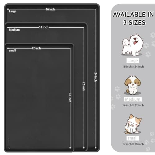 MateeyLife Silicone Cat & Dog Food Mat for Floors Waterproof, Anti-Slip Dog Bowl Mats for Food and Water, Pet Feeding Tray with Lip to Prevent Spills, Pet Placemat for Messy Drinkers to Protect Floor