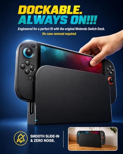 ivoler 5-in-1 Split Protective Case for Nintendo Switch 2, Dockable & Magnetic Accessory Compatible PC Hard Cover, Quick-Release Silicone Joy-Con Grips, 2-Pack 9H Glass Screen Protectors - Black — view 2