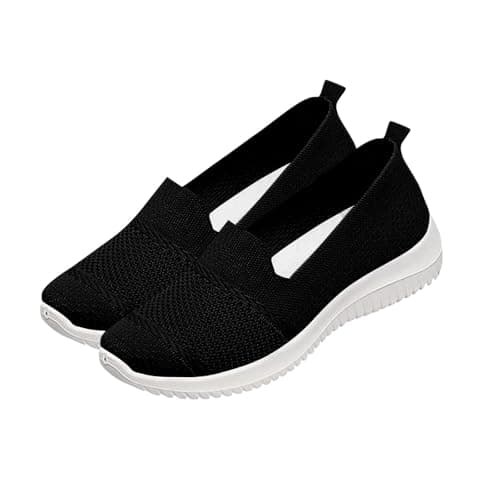 Canvas Wedge Shoes for Women Knit Mesh Lightweight Flats Comfortable Breathable Walking Running Slip-On Orthopedic Espadrilles Sneakers — view 4