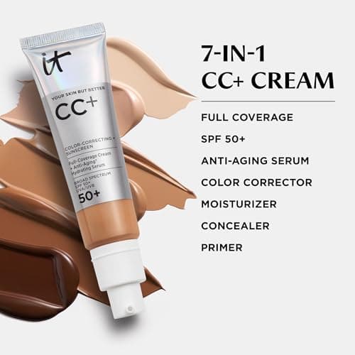IT Cosmetics CC+ Cream (Tan) - Natural Full Coverage Foundation With SPF 50+, Color Corrector & Anti-Aging Hydrating Serum, Hyaluronic Acid + Peptides, Lightweight - 1.08 fl oz — view 7