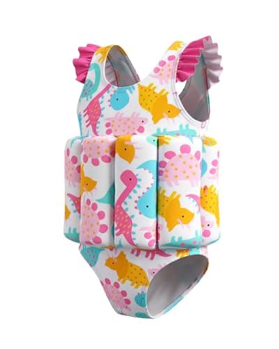 DivingBirds Girls Swimsuit with Floatation, Toddler Float Suit One Piece Swimsuits Kids with Built-in Floats 2-3 Years