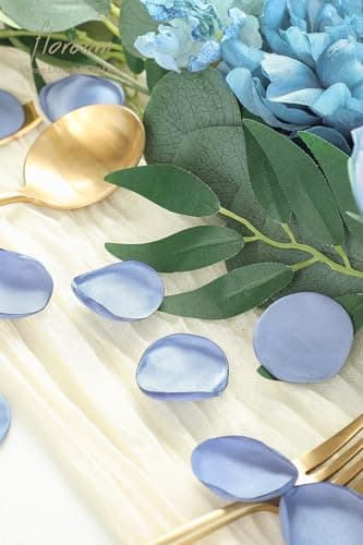 Floroom 300pcs Rose Petals Dusty Blue Faux Silk Flower Petals for Wedding Flower Girl Basket Aisle Scatter Dinner Table Centerpieces Party Confetti Bridal Shower Romantic Night Decoration — view 3
