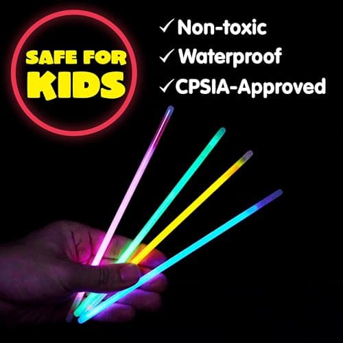 JOYIN 100 Pcs 8" Glow sticks Bulk Party Favors Pack, Neon Glow in the Dark Party Supplies, Light Up Necklaces and Bracelets with Connectors, Easter, Football, Valentine, Birthday Decorations — view 3