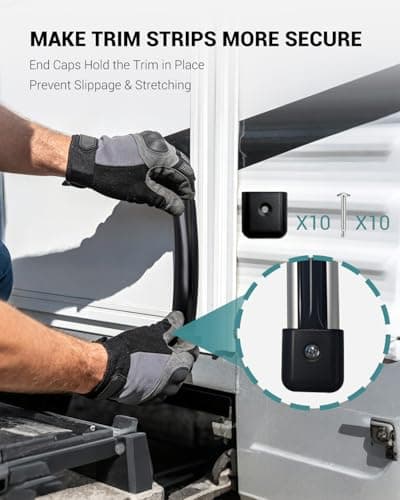 1” RV Trim Molding Insert, 100 Ft Heavy Duty RV Weather Stripping Exterior, Vinyl Rubber Seal Strip Includes End Caps, Screw Cover Trim for Camper Travel Trailer, Black — view 5